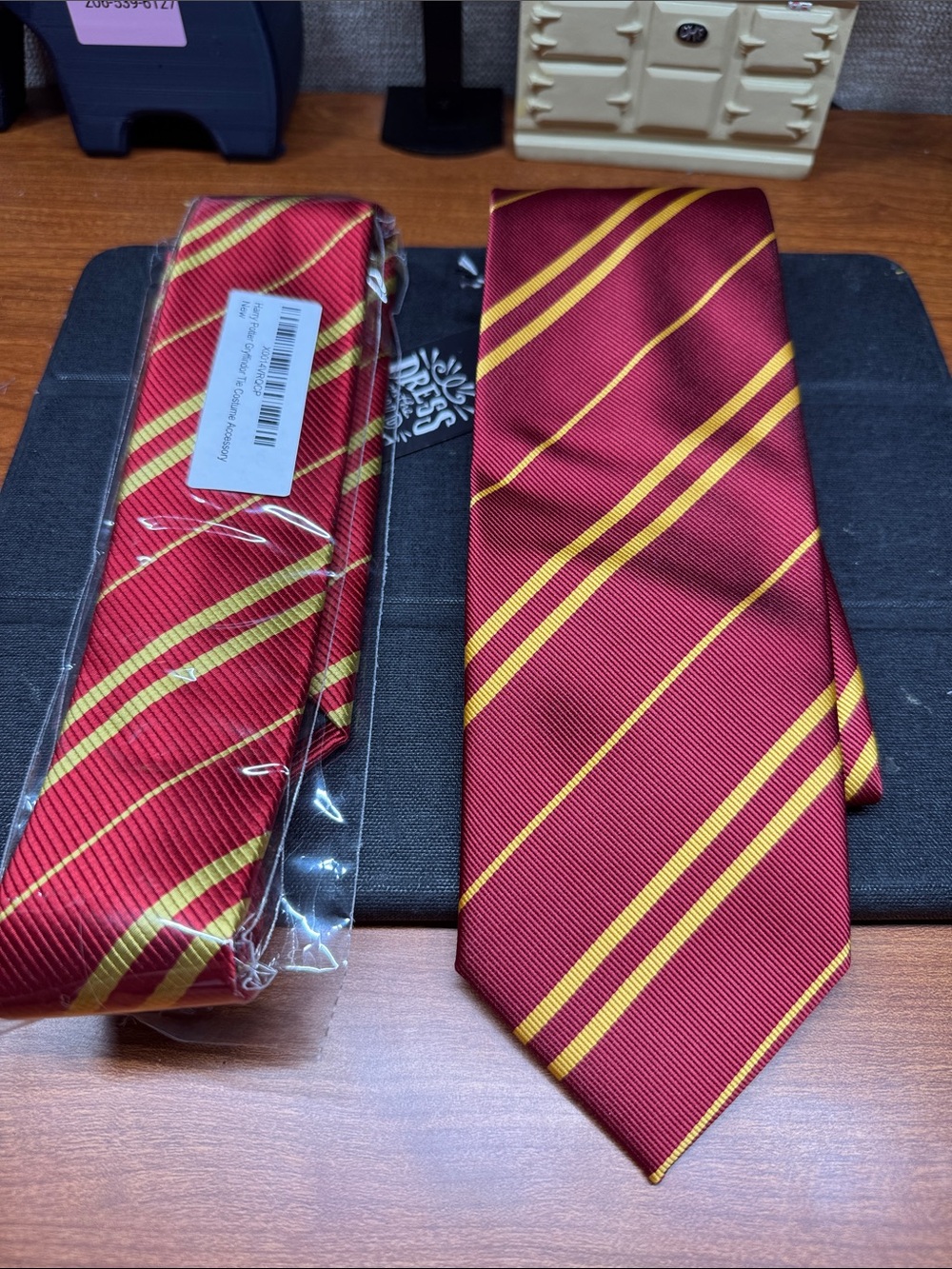Men's Burgundy and Gold Striped Tie - Formal Necktie